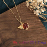 Red Jade Gourd Pendant Natural Zircon 925 Silver Chalcedony Charm Jewelry