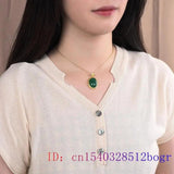 Green Jade Water Drop Pendant 925 Silver Chinese Chalcedony Jewelry
