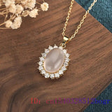 Jade Water drop Pendant 925 Silver Women Necklace Chalcedony Amulet