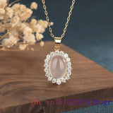 Jade Water drop Pendant 925 Silver Women Necklace Chalcedony Amulet