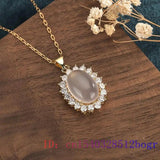 Jade Water drop Pendant 925 Silver Women Necklace Chalcedony Amulet