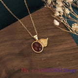 Green Jade Gourd Pendant Charm 925 Silver Zircon Necklace