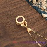 Red Jade Gourd Pendant Amulet Charm Necklace