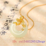 Jade Donuts Pendant Necklace Hetian Agate 925 Silver Amulet Natural