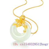 Jade Donuts Pendant Necklace Hetian Agate 925 Silver Amulet Natural