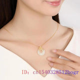Jade Donuts Pendant Necklace Hetian Agate 925 Silver Amulet Natural