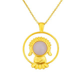 Jade Buddha Pendant Chalcedony 925 Silver Charm Necklace