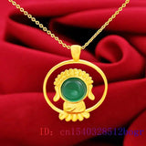 Jade Buddha Pendant Chalcedony 925 Silver Charm Necklace