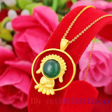 Jade Buddha Pendant Chalcedony 925 Silver Charm Necklace