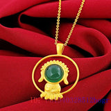 Jade Buddha Pendant Chalcedony 925 Silver Charm Necklace