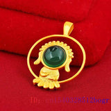 Jade Buddha Pendant Chalcedony 925 Silver Charm Necklace