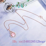 Pink Jade Heart Pendant Necklace Chalcedony 925 Silver