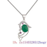 Jade Dolphin Pendant Chalcedony Necklace 925 Silver Hetian Women