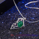 Jade Dolphin Pendant Chalcedony Necklace 925 Silver Hetian Women