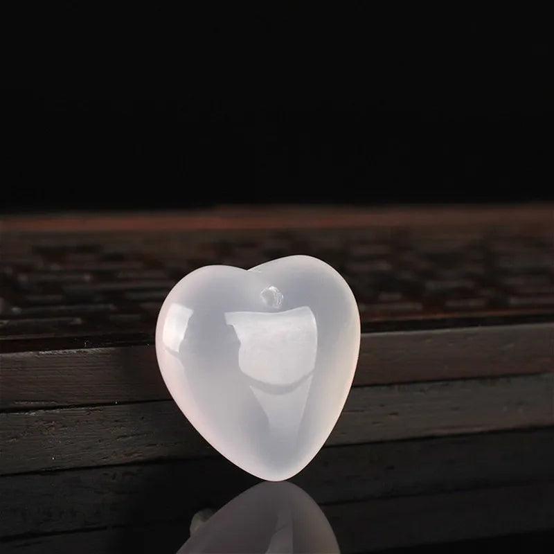 Green Chalcedony Heart Pendant Necklace for Women
