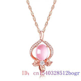 Pink Jade Peach Pendant 925 Silver Chalcedony Necklace
