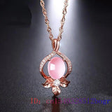 Pink Jade Peach Pendant 925 Silver Chalcedony Necklace