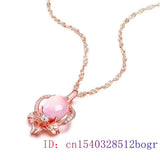 Pink Jade Peach Pendant 925 Silver Chalcedony Necklace