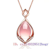 Pink Jade Water drop Pendant Chalcedony Necklace