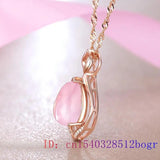 Pink Jade Water drop Pendant Chalcedony Necklace
