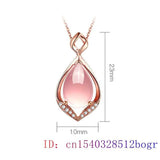 Pink Jade Water drop Pendant Chalcedony Necklace