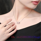 Pink Jade Cat Pendant 925 Silver Chalcedony Amulet Necklace Zircon Jewelry
