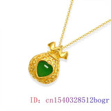 Jade Lucky Bag Pendant 925 Silver Chalcedony Necklace