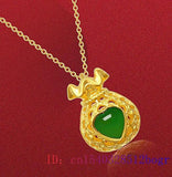 Jade Lucky Bag Pendant 925 Silver Chalcedony Necklace