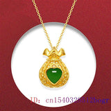 Jade Lucky Bag Pendant 925 Silver Chalcedony Necklace