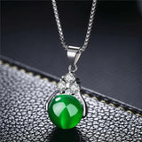 Chinese Women Necklace Chalcedony Hetian Jade Pendant 925 Silver Natural