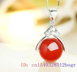 Chinese Women Necklace Chalcedony Hetian Jade Pendant 925 Silver Natural