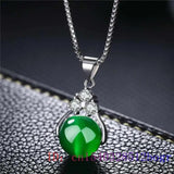 Chinese Women Necklace Chalcedony Hetian Jade Pendant 925 Silver Natural