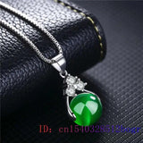 Chinese Women Necklace Chalcedony Hetian Jade Pendant 925 Silver Natural