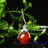 Chinese Women Necklace Chalcedony Hetian Jade Pendant 925 Silver Natural