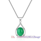 Chinese Women Hetian Chalcedony Pendant Necklace 925 Silver Natural Jewelry