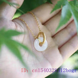 Hetian Jade Donuts Pendant Chalcedony Amulet 925 Silver Women Necklace