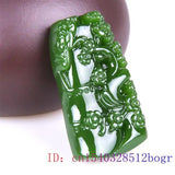 Green Jade Bamboo Pendant Charm Necklace Carved Natural Jadeite Amulet