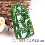 Green Jade Bamboo Pendant Charm Necklace Carved Natural Jadeite Amulet