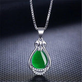 Jade Waterdroplet Pendant Crystal Charm Zircon Chinese Women Jewelry