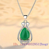 Jade Waterdroplet Pendant Crystal Charm Zircon Chinese Women Jewelry