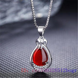 Jade Waterdroplet Pendant Crystal Charm Zircon Chinese Women Jewelry