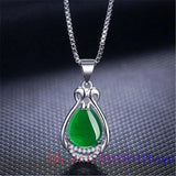 Jade Waterdroplet Pendant Crystal Charm Zircon Chinese Women Jewelry