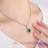 Jade Waterdroplet Pendant Crystal Charm Zircon Chinese Women Jewelry