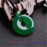 Green Chalcedony Jade Donuts Pendant Charm Necklace
