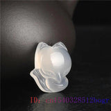 Jade Fox Pendant Chalcedony Necklace Women Jewelry