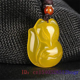 Jade Fox Pendant Chalcedony Necklace Natural Jewelry Charm Carved