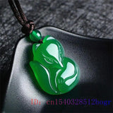 Jade Fox Pendant Chalcedony Necklace Natural Jewelry Charm Carved