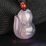 Jade Fox Pendant Chalcedony Necklace Natural Jewelry Charm Carved