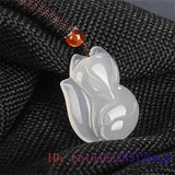 Jade Fox Pendant Chalcedony Necklace Natural Jewelry Charm Carved