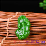 Green Jade Pixiu Pendant Necklace Chinese Natural Carved Hand Amulet Charm